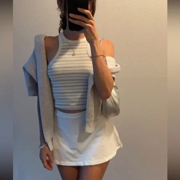 White Mini Tennis Pickleball Active Activewear Skort Skirt - Picture 3 of 5